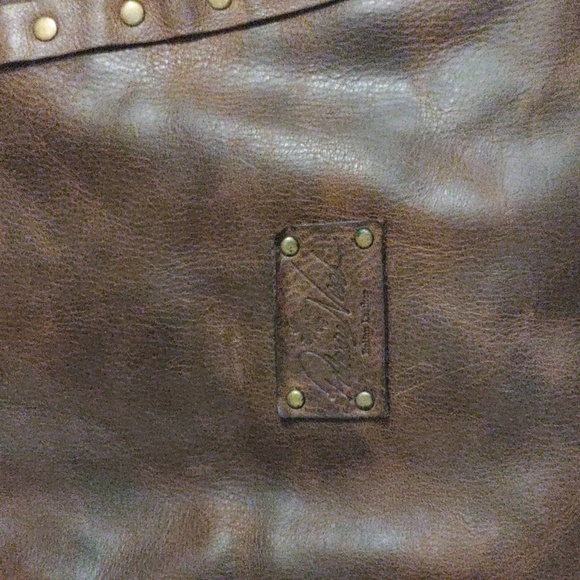 Patricia Nash Benvenuto Chocolate Brown Leather Convertible Tote Stud Purse Xl - Picture 3 of 14